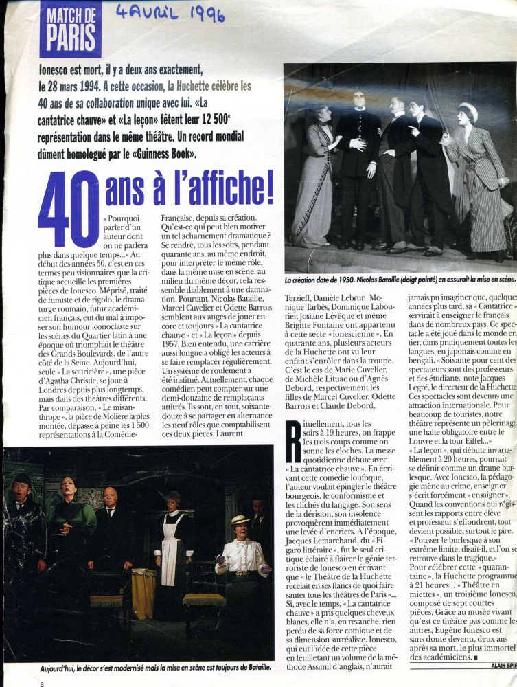 Theatre De La Huchette The Ionesco Show