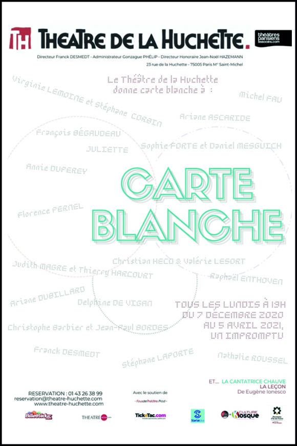 Les cartes blanches - Théâtre de la Huchette